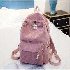 Corduroy Backpack for High School Students Plush Shoulder Bag
