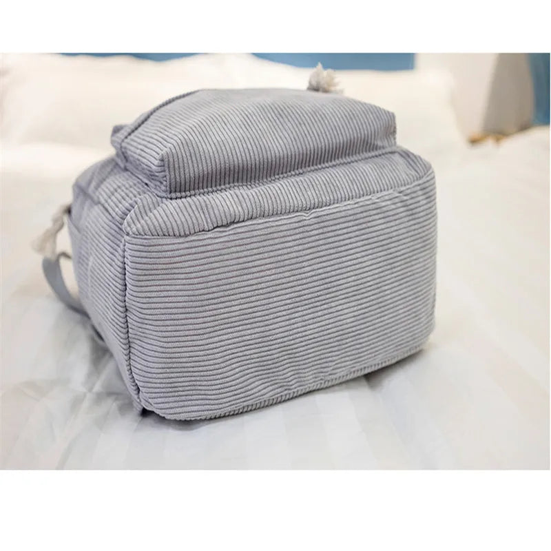 Corduroy Backpack for High School Students Plush Shoulder Bag