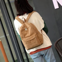 Women's Corduroy Backpack, Stylish School Bag, Solid Color