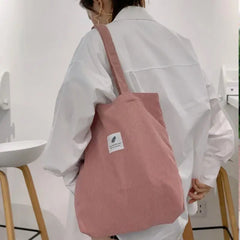 Women's Corduroy Shoulder Bag Canvas Eco-friendly Storage Handbag