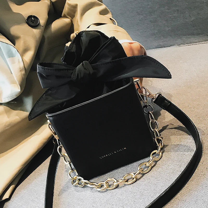 Women's Bow Chain Shoulder Messenger Mini Box Bag
