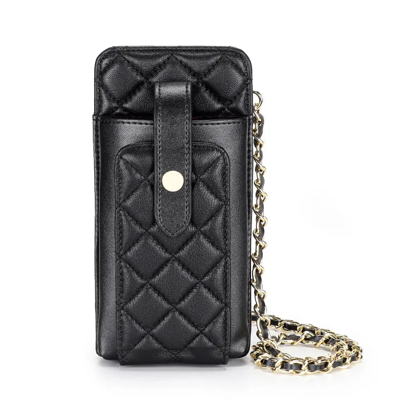 Women's Diagonal Cross Sheepskin Bag Small Mobile Phone Rhombus Shoulder Bag