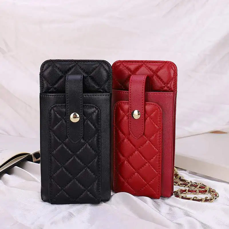 Women's Diagonal Cross Sheepskin Bag Small Mobile Phone Rhombus Shoulder Bag