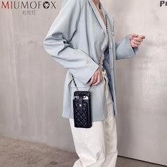 Women's Diagonal Cross Sheepskin Bag Small Mobile Phone Rhombus Shoulder Bag