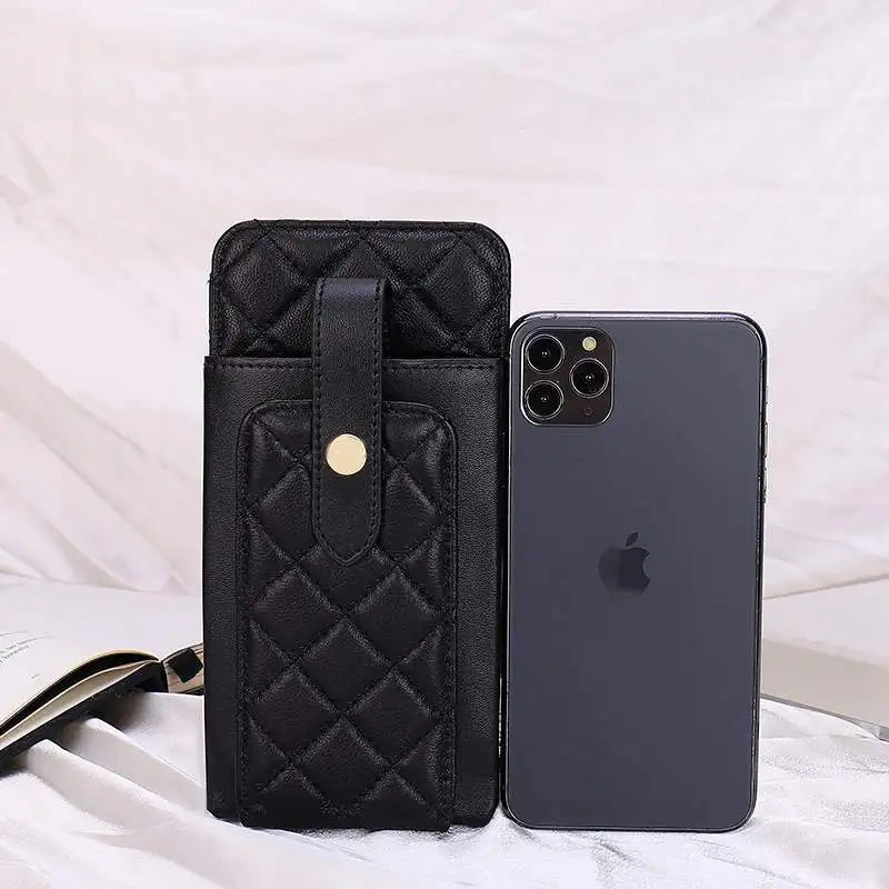 Women's Diagonal Cross Sheepskin Bag Small Mobile Phone Rhombus Shoulder Bag