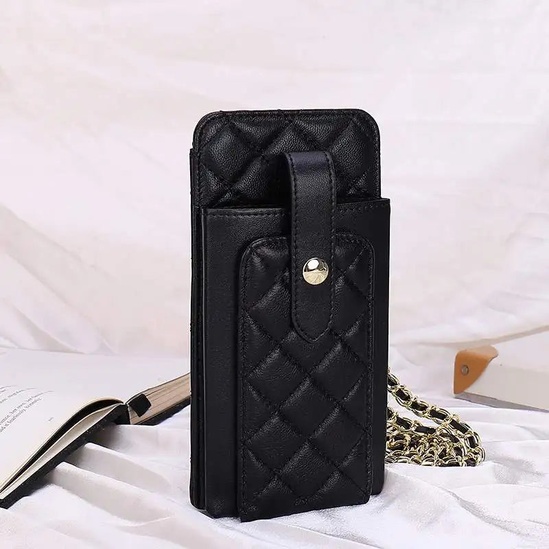 Women's Diagonal Cross Sheepskin Bag Small Mobile Phone Rhombus Shoulder Bag