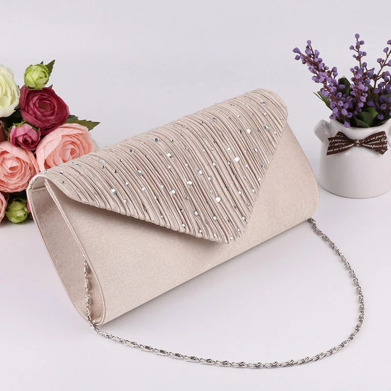 Women's Envelope Clutch Small Party Handbag Purse with Chain Shoulder Bag