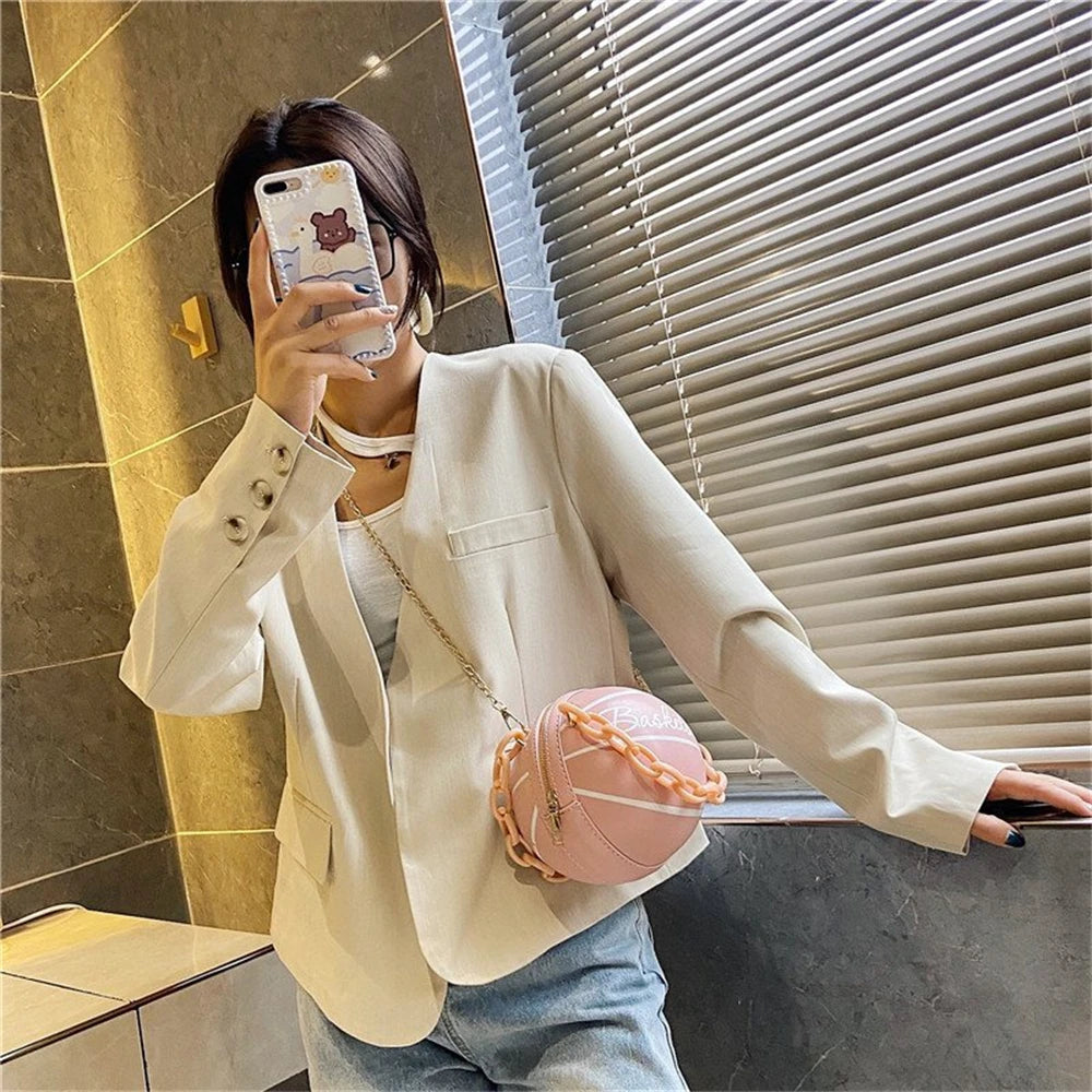 Women's Basketball Shoulder Bag Cross-Body Chain Handbag