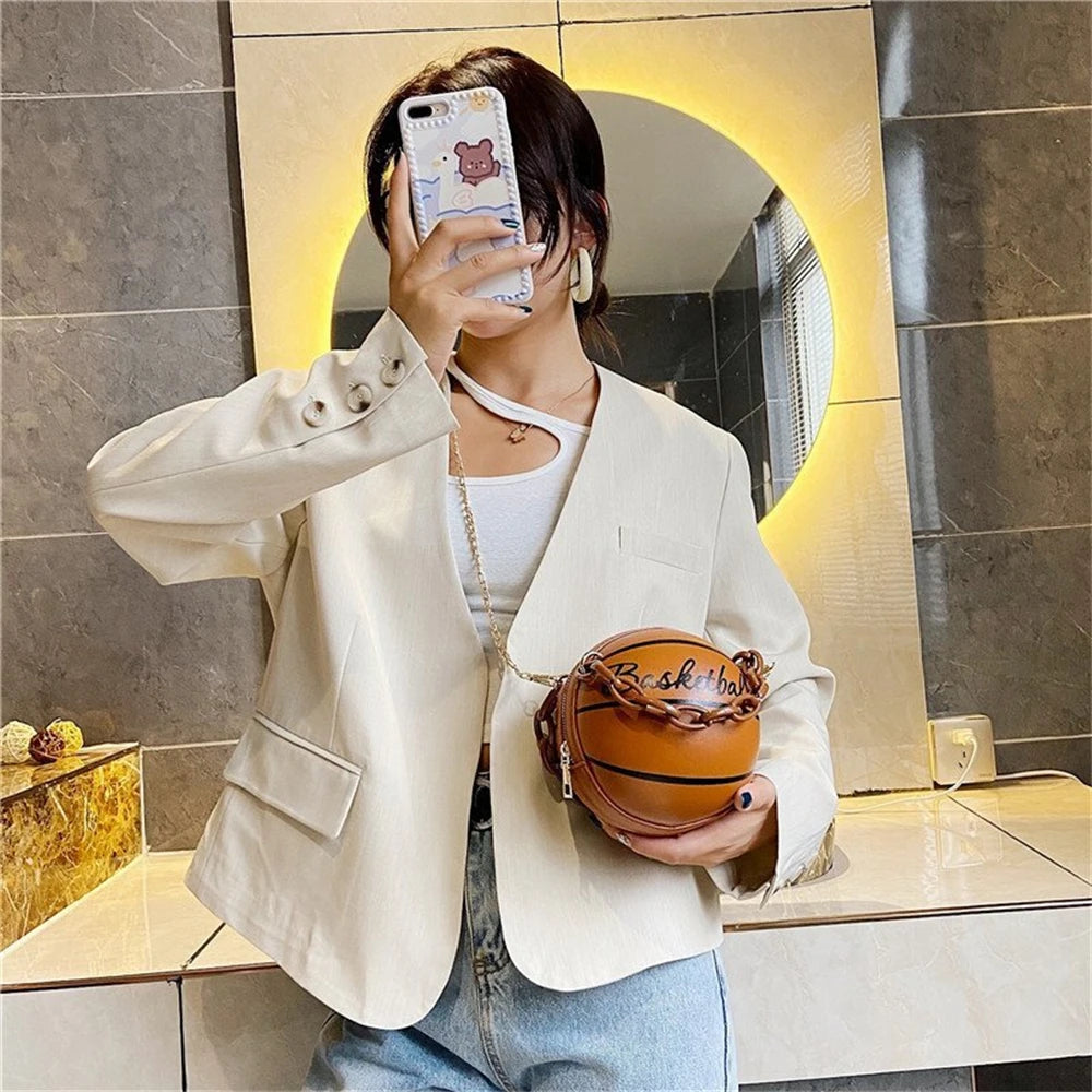 Women's Basketball Shoulder Bag Cross-Body Chain Handbag