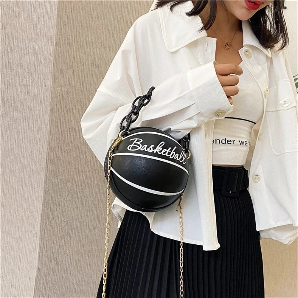 Women's Basketball Shoulder Bag Cross-Body Chain Handbag