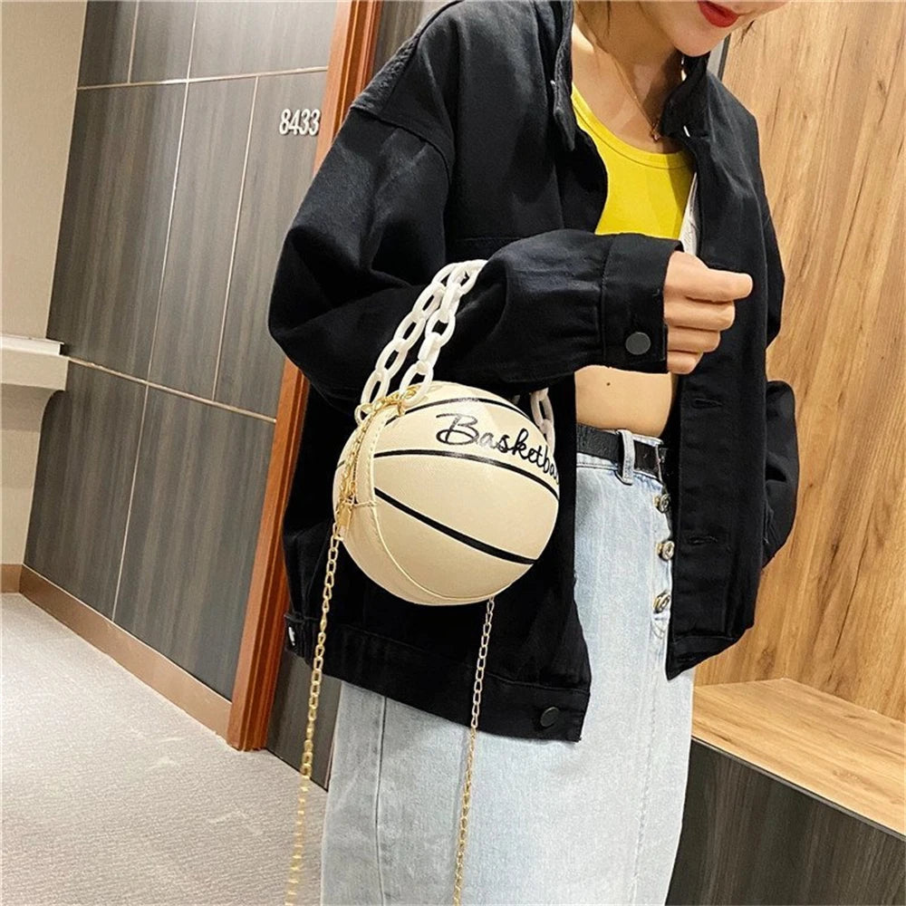Women's Basketball Shoulder Bag Cross-Body Chain Handbag