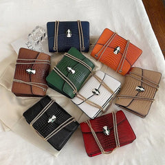 Crocodile Pattern Underarm Bag with Chain Shoulder Strap