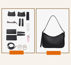 Women's DIY Handbags Retro Solid PU Leather Shoulder Underarm Bag