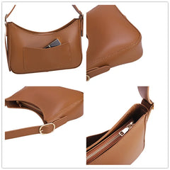Women's DIY Handbags Retro Solid PU Leather Shoulder Underarm Bag