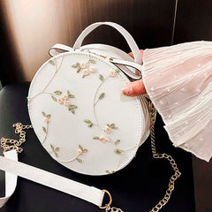 Women's Lace Handbag Crossbody Bag Embroidered Round Bag