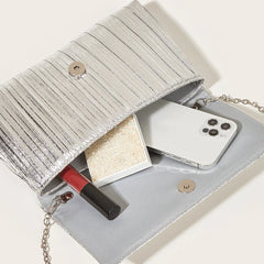 Metallic Evening Bag Women's Clutch Solid Shoulder Messenger Ladies