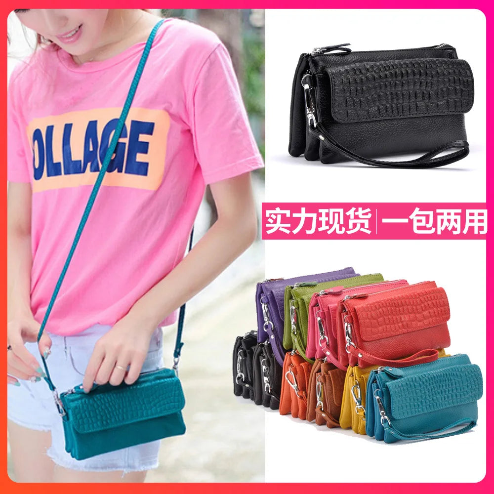 Women's Leather Mini Crossbody Clutch Bags for Phone Coins Purses