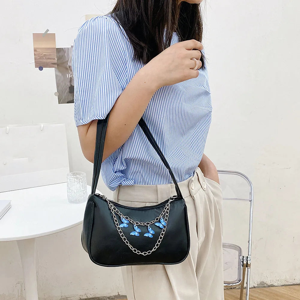 Butterfly Chain Shoulder Bag Ladies Shopper