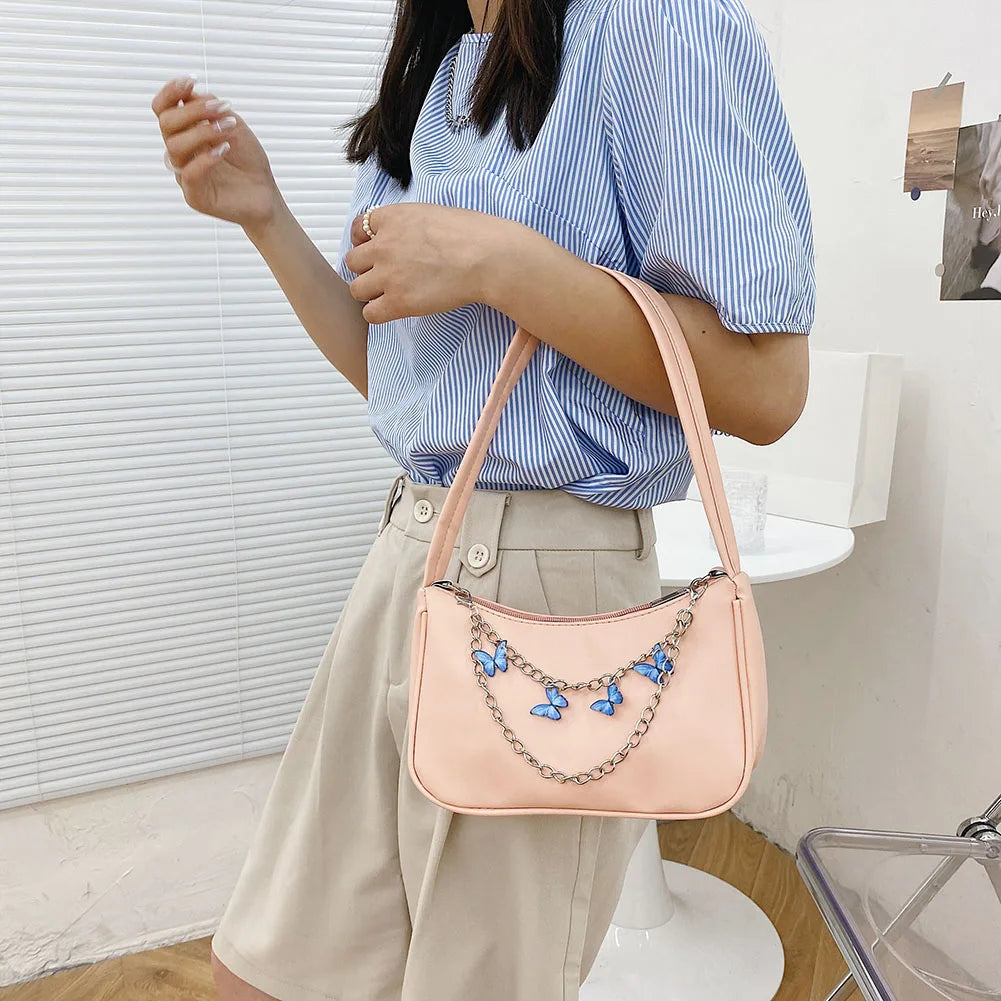 Butterfly Chain Shoulder Bag Ladies Shopper