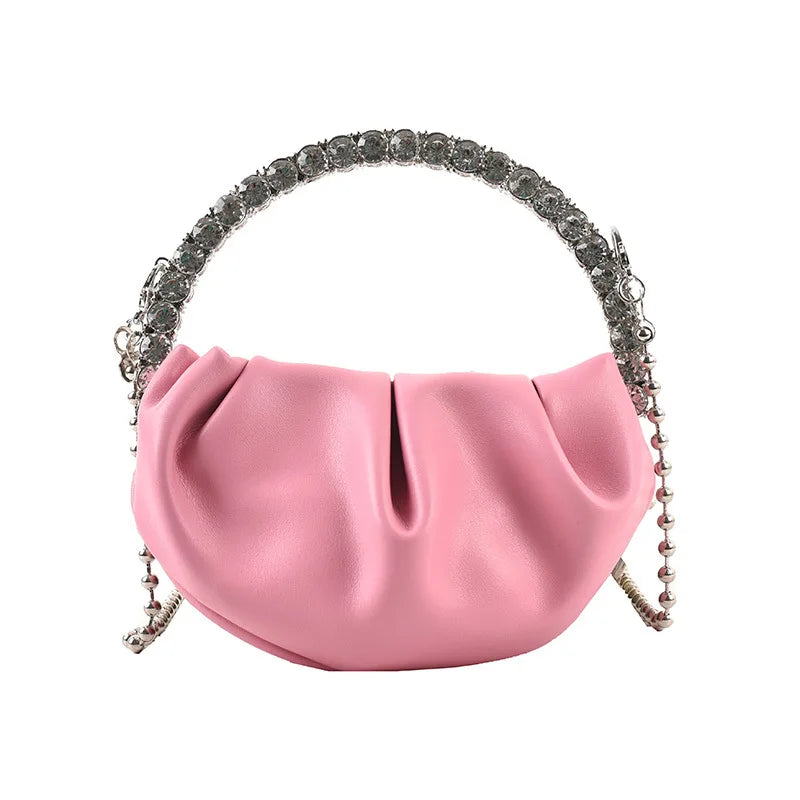 Pleated Diamond Top Handle Shoulder Bag for Women