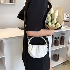 Pleated Diamond Top Handle Shoulder Bag for Women