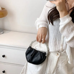Pleated Diamond Top Handle Shoulder Bag for Women
