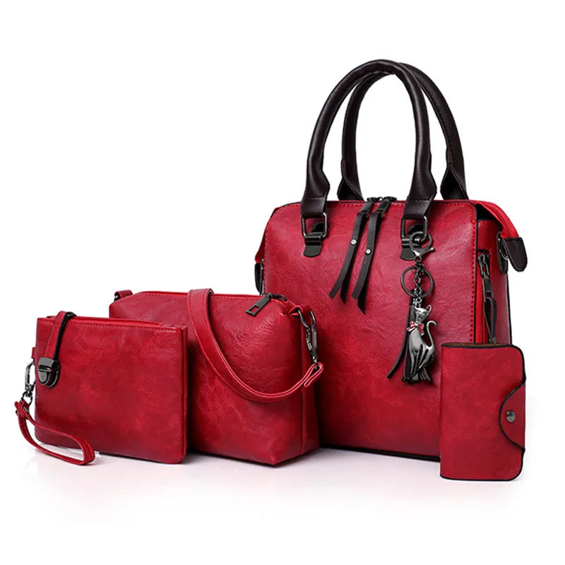 Women's Tote Shoulder Bags 4 Pcs/set Large Capacity Bag Ladies Wallet