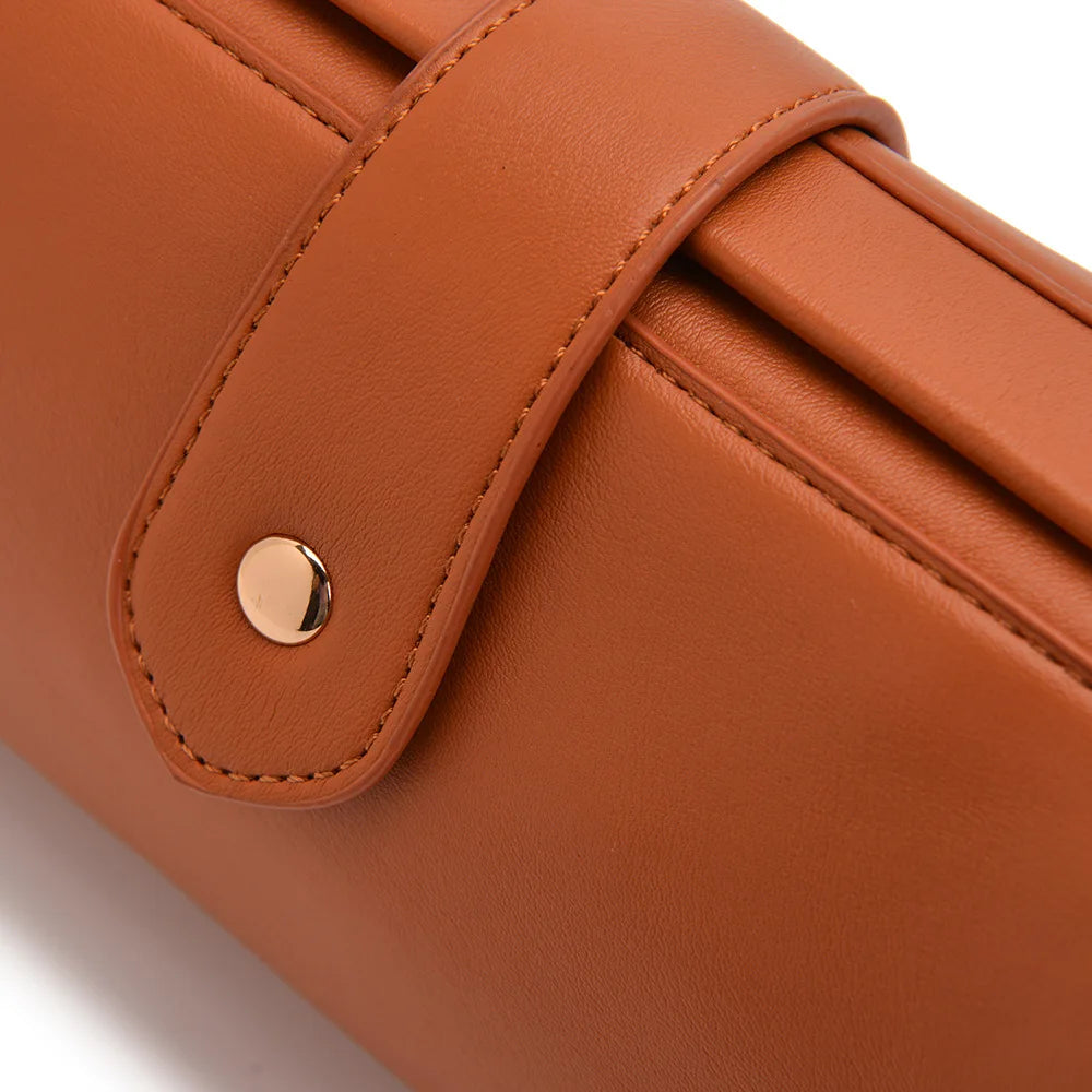Women's Retro Pu Leather Messenger Bag with Clip Closure