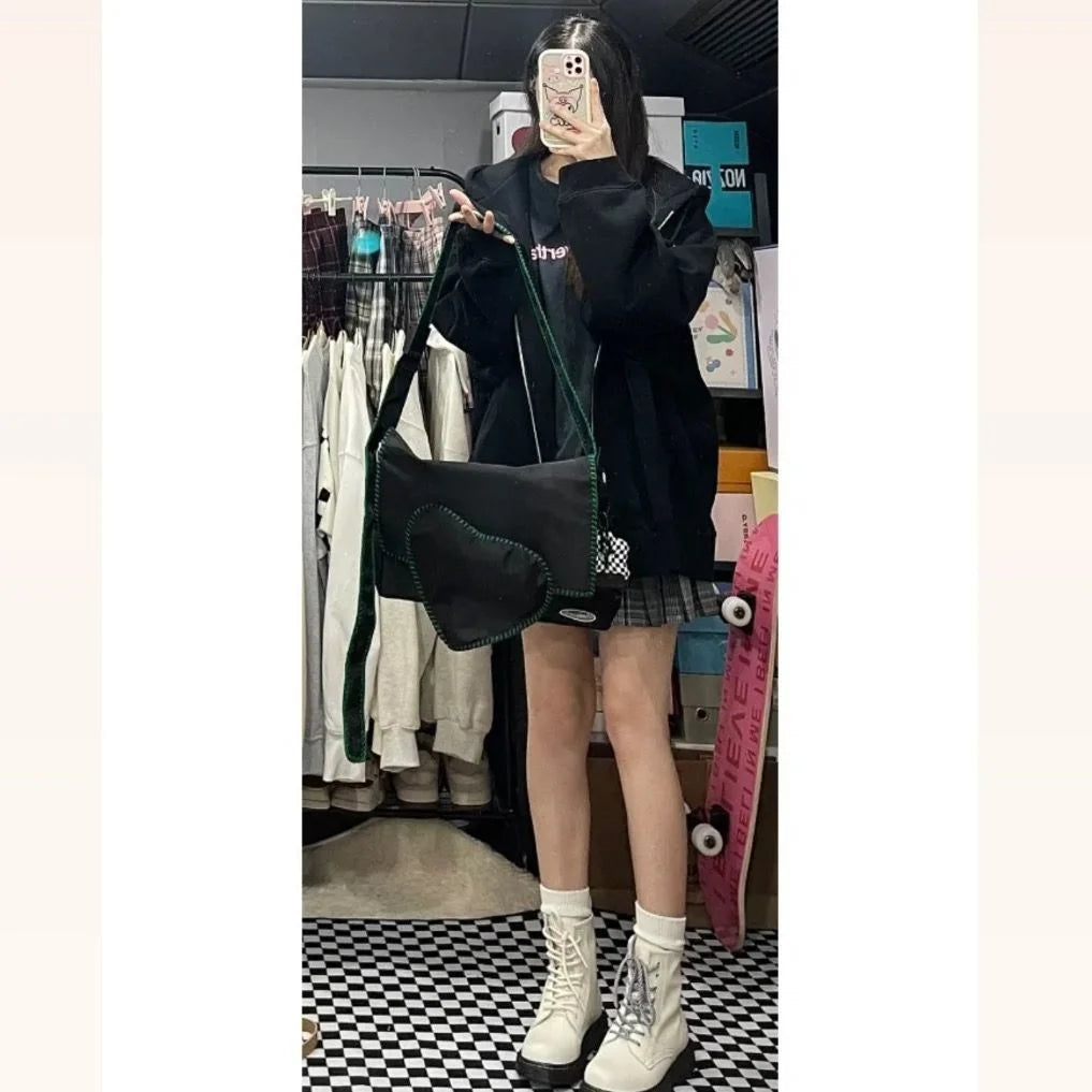 Harajuku Y2K Heart Techwear Crossbody Bag