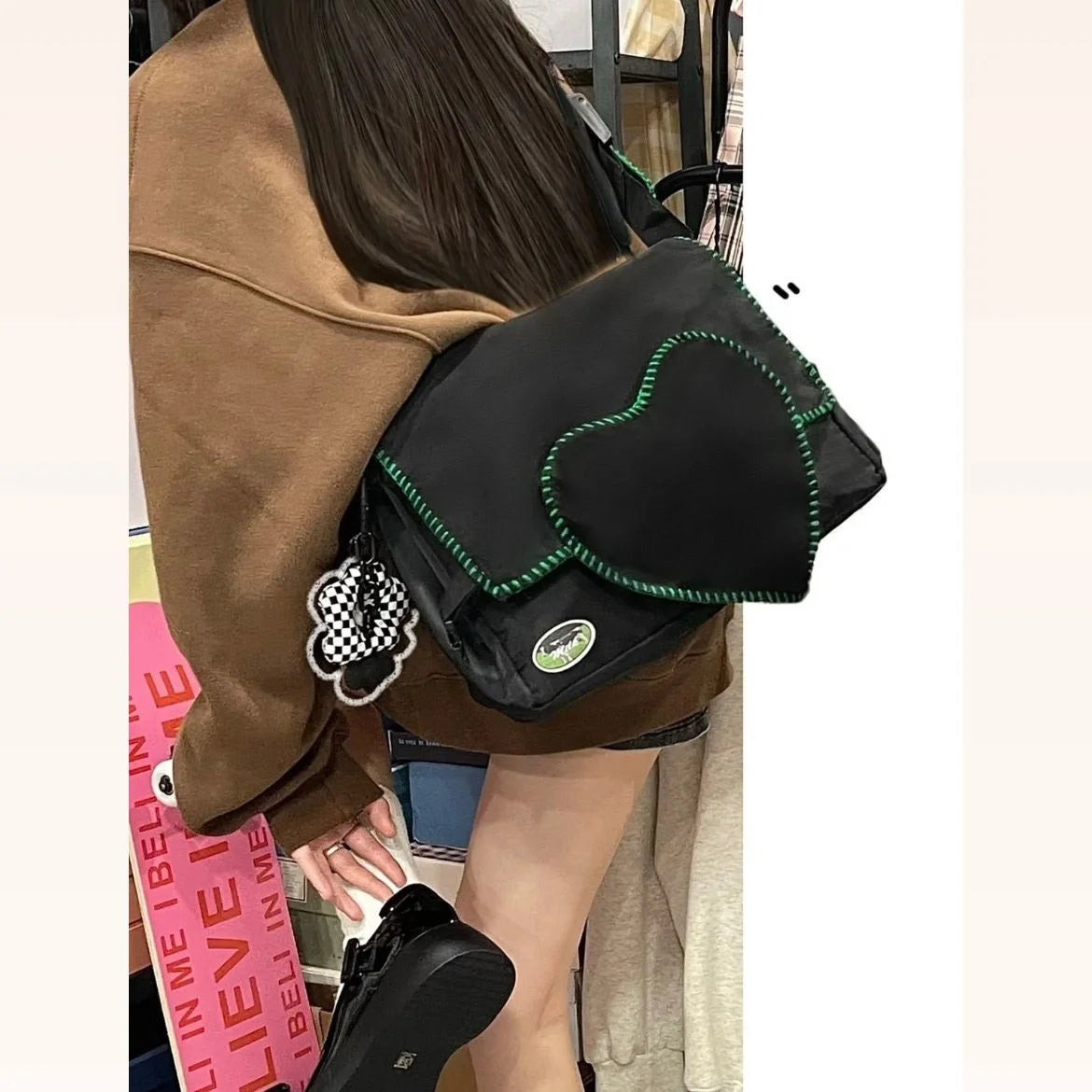 Harajuku Y2K Heart Techwear Crossbody Bag