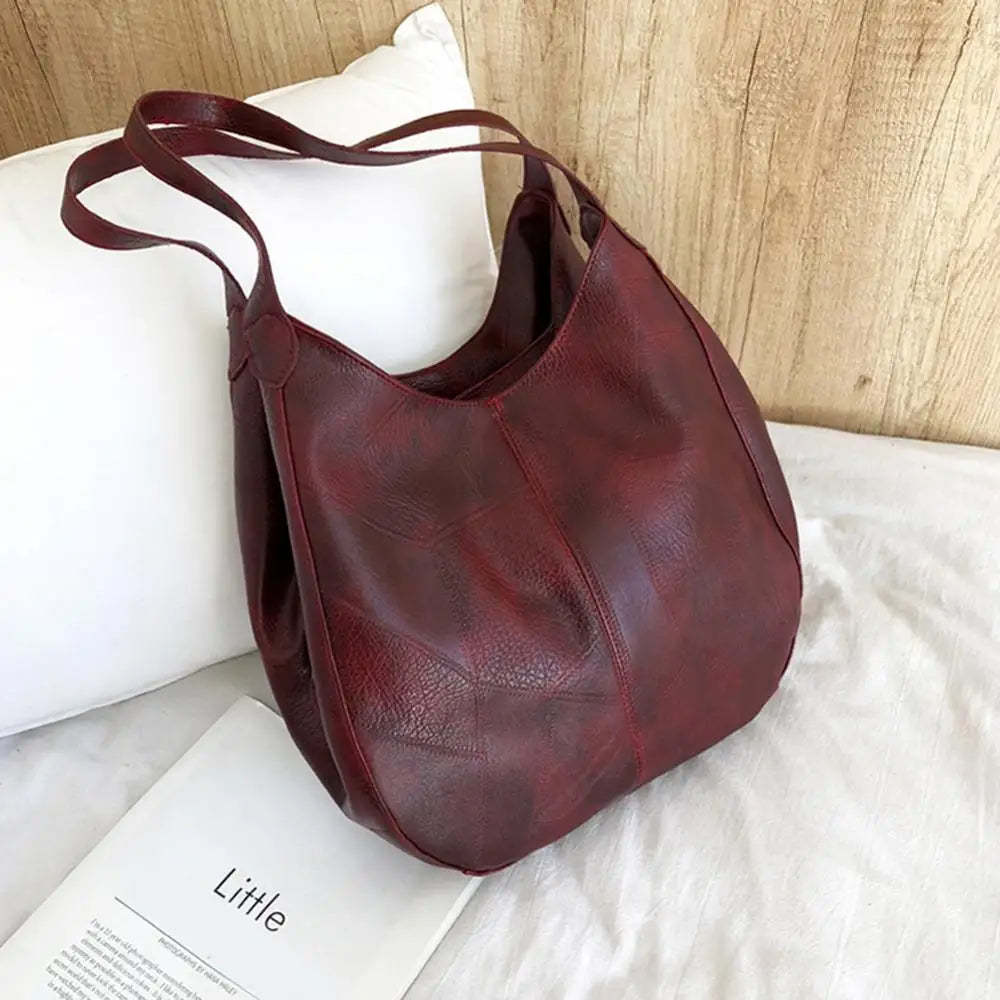 Vintage Leather Shoulder Bag Large Modern Female