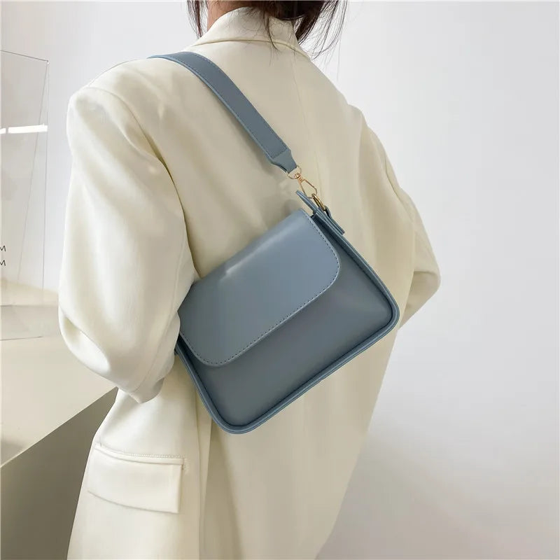 Women's Leather Crossbody Bag Solid PU Shoulder Clutch