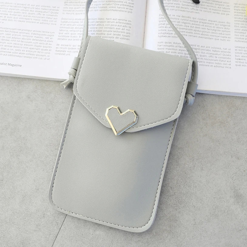 Women's Key Holder Bag Heart-Shaped Decor Transparent Touch Screen