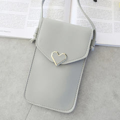 Women's Key Holder Bag Heart-Shaped Decor Transparent Touch Screen