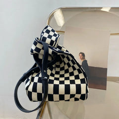 Women's Retro Plaid Shoulder Bag Casual Tote Handbag