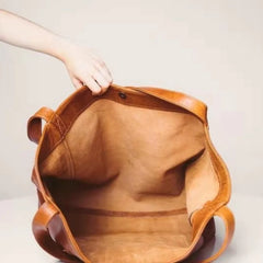 Large Leather Shoulder Bag with Pocket Big Capacity Tote Handbag