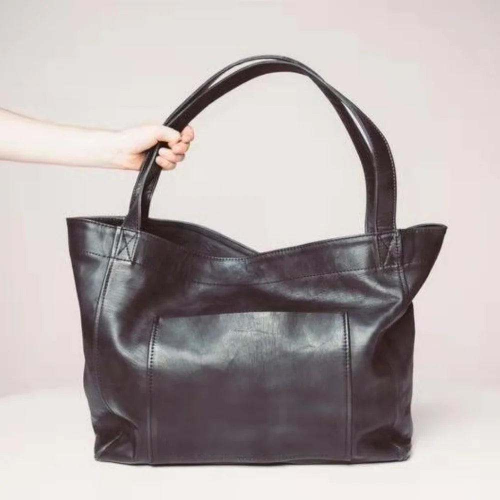 Large Leather Shoulder Bag with Pocket Big Capacity Tote Handbag
