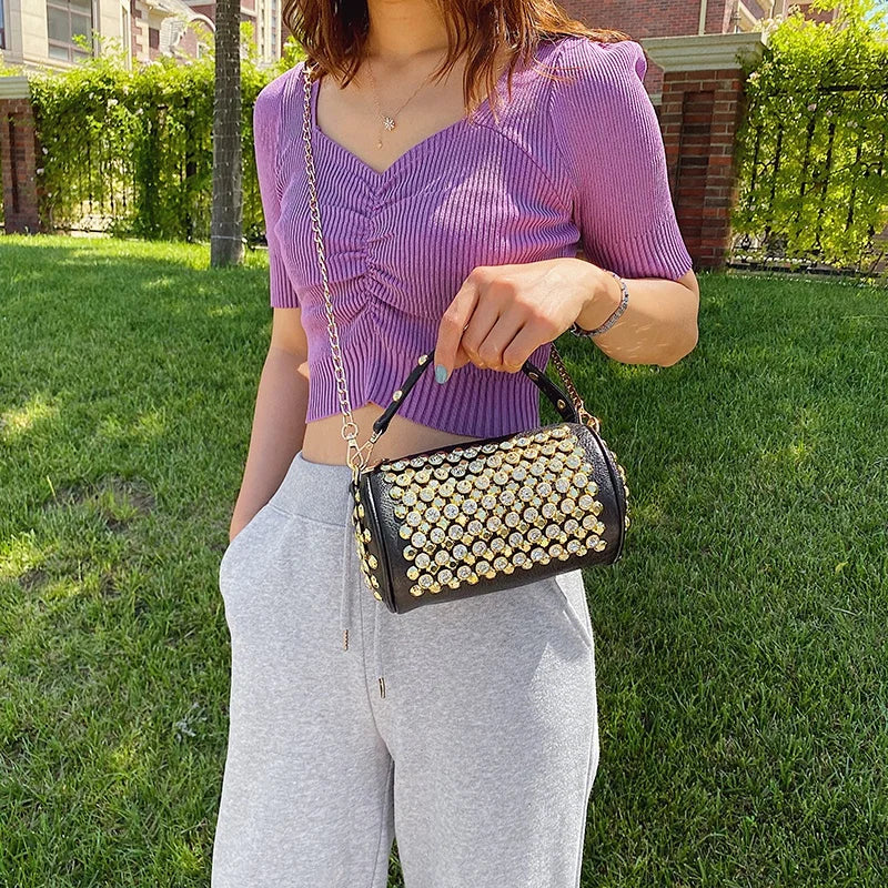 Women's Leather Shoulder Bags Diamond Crossbody Tote