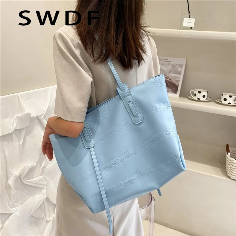 Yellow Leather Tote Bag Large Zipper Handbag