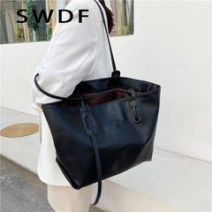 Yellow Leather Tote Bag Large Zipper Handbag