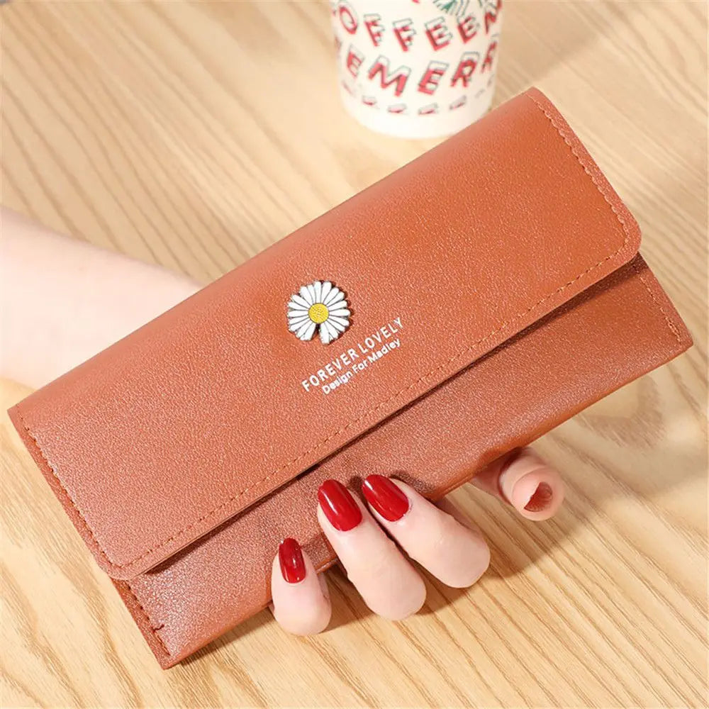 Women's Daisy Long Wallet PU Leather Large-capacity Purse