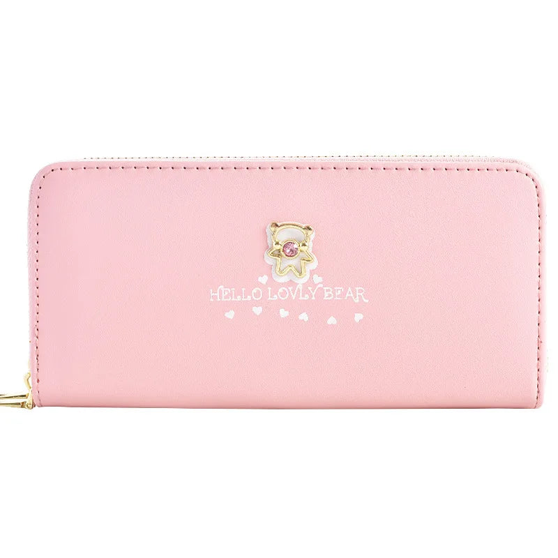 Women's Long Wallet Wrist Strap Cartoon Bag Double-layer Zipper Large-capacity M
