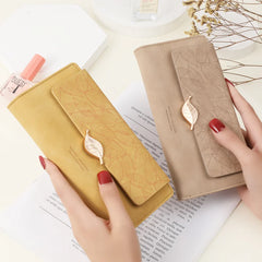 Leaf Buckle Long Wallet for Women