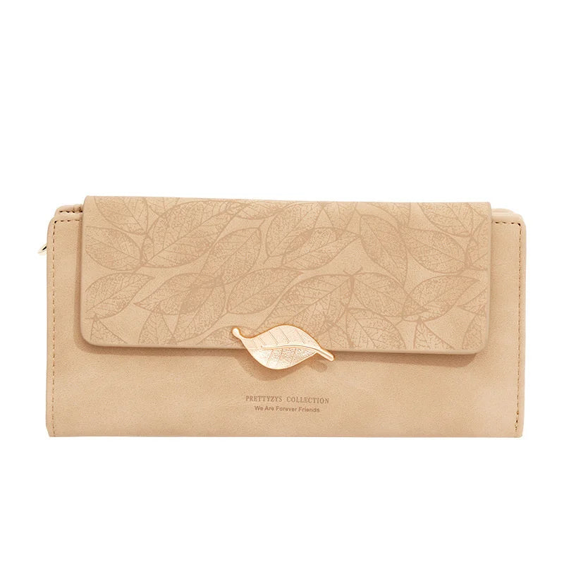 Leaf Buckle Long Wallet for Women