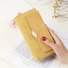 Leaf Buckle Long Wallet for Women