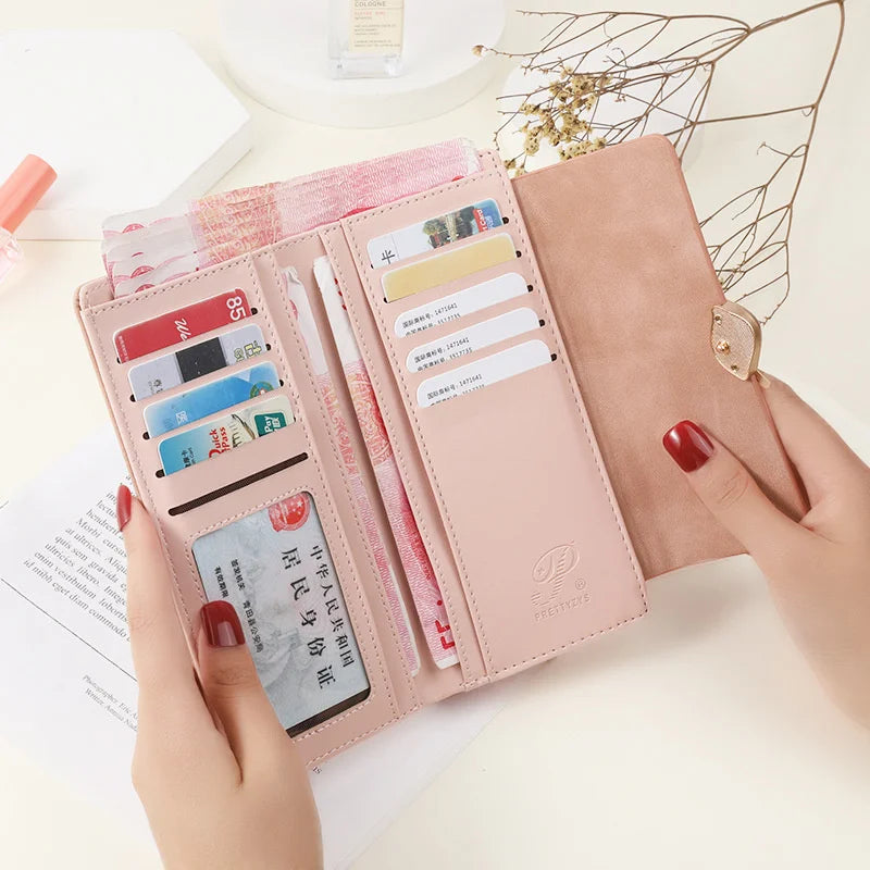 Leaf Buckle Long Wallet for Women