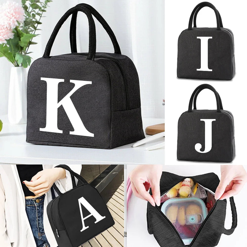 Women's Insulated Cooler Bag Letter Print Picnic Tote Pouch