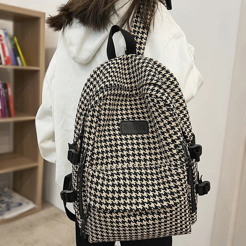 Women's Knit Backpack Ladies School Bag Large-capacity College Pattern