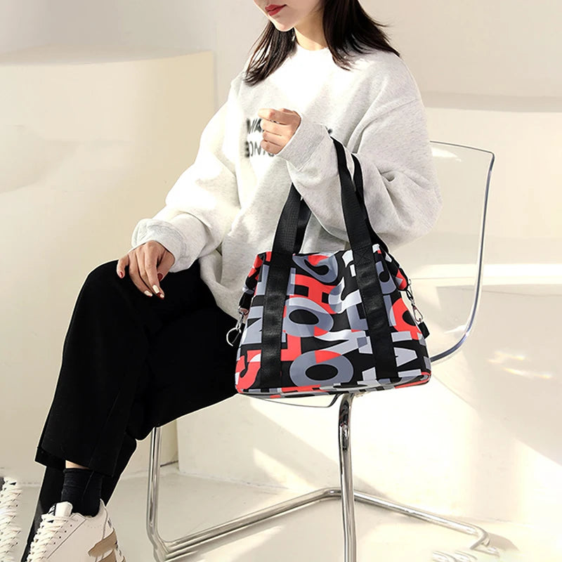 Women's Messenger Bags Nylon Shoulder Totes Letter Printed Handbag