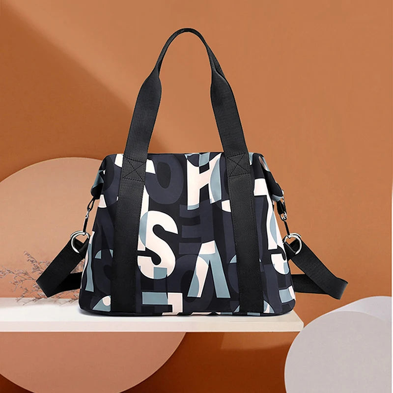 Women's Messenger Bags Nylon Shoulder Totes Letter Printed Handbag